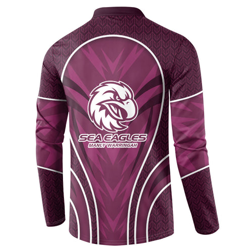 Manly Warringah Sea Eagles Rugby Mascot Button Sweatshirt Australian Rugby Culture - Tribal Inspired Eagle