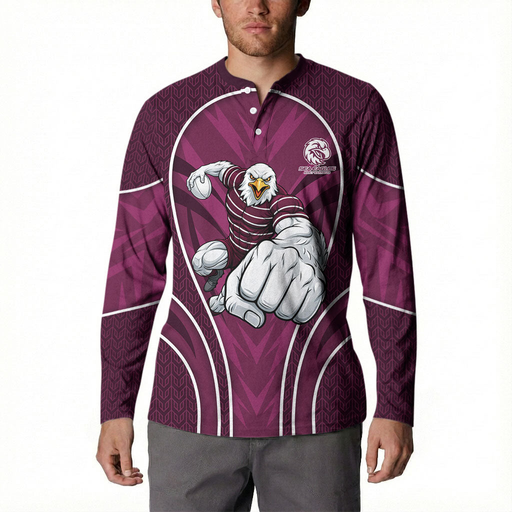Manly Warringah Sea Eagles Rugby Mascot Button Sweatshirt Australian Rugby Culture - Tribal Inspired Eagle