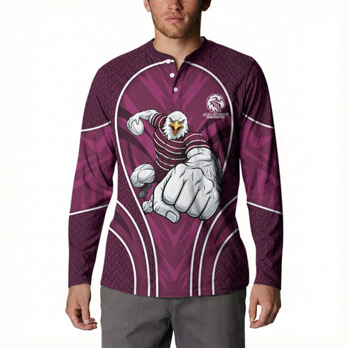 Manly Warringah Sea Eagles Rugby Mascot Button Sweatshirt Australian Rugby Culture - Tribal Inspired Eagle