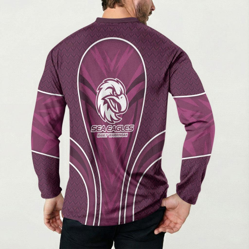 Manly Warringah Sea Eagles Rugby Mascot Button Sweatshirt Australian Rugby Culture - Tribal Inspired Eagle