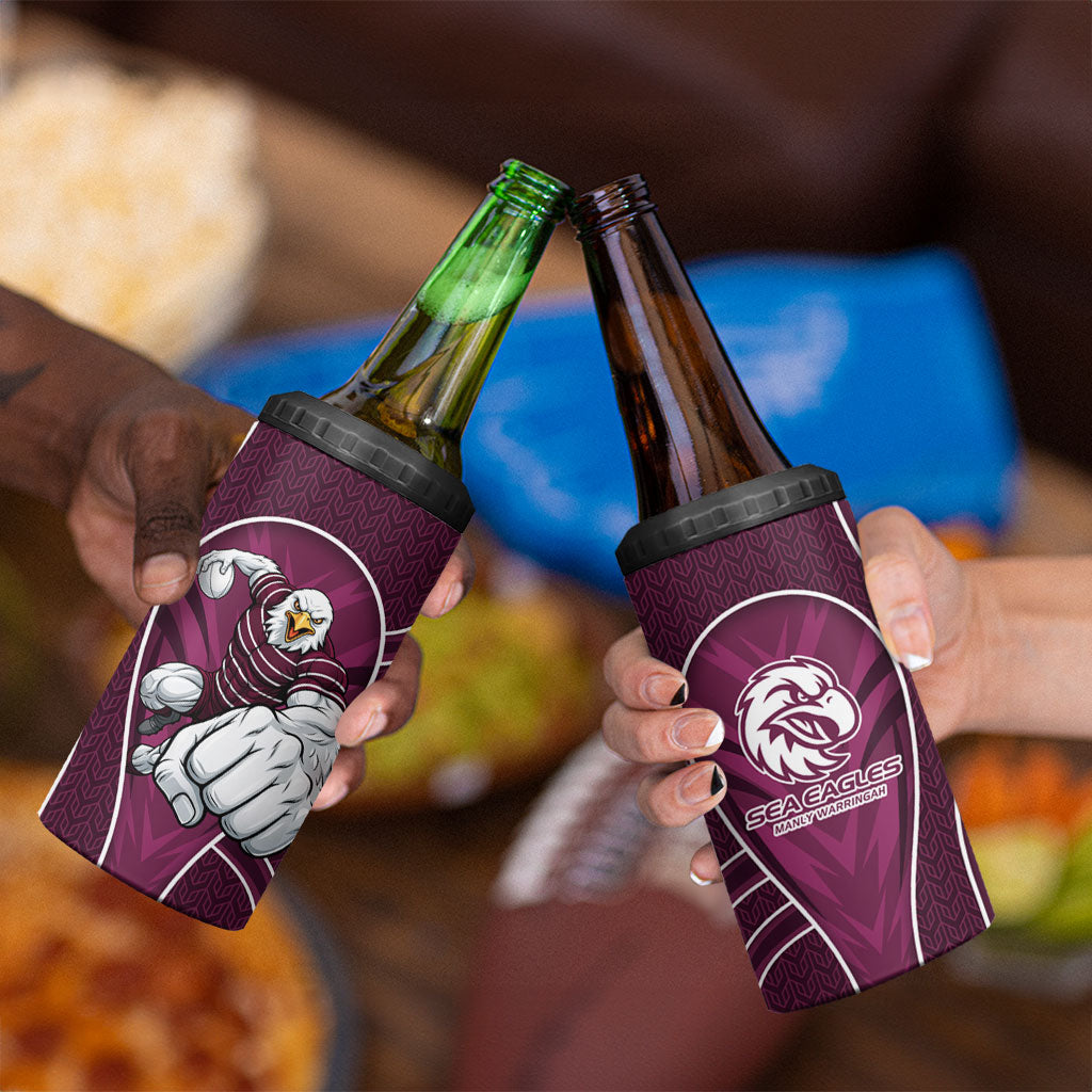 Manly Warringah Sea Eagles Rugby Mascot 4 in 1 Can Cooler Tumbler Australian Rugby Culture - Tribal Inspired Eagle