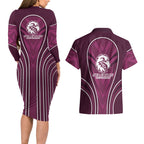 Manly Warringah Sea Eagles Rugby Mascot Couples Matching Long Sleeve Bodycon Dress and Hawaiian Shirt Australian Rugby Culture - Tribal Inspired Eagle