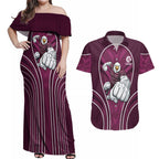 Manly Warringah Sea Eagles Rugby Mascot Couples Matching Off Shoulder Maxi Dress and Hawaiian Shirt Australian Rugby Culture - Tribal Inspired Eagle