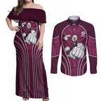 Manly Warringah Sea Eagles Rugby Mascot Couples Matching Off Shoulder Maxi Dress and Long Sleeve Button Shirt Australian Rugby Culture - Tribal Inspired Eagle
