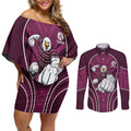 Manly Warringah Sea Eagles Rugby Mascot Couples Matching Off Shoulder Short Dress and Long Sleeve Button Shirt Australian Rugby Culture - Tribal Inspired Eagle