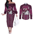 Manly Warringah Sea Eagles Rugby Mascot Couples Matching Off The Shoulder Long Sleeve Dress and Long Sleeve Button Shirt Australian Rugby Culture - Tribal Inspired Eagle