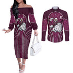 Manly Warringah Sea Eagles Rugby Mascot Couples Matching Off The Shoulder Long Sleeve Dress and Long Sleeve Button Shirt Australian Rugby Culture - Tribal Inspired Eagle