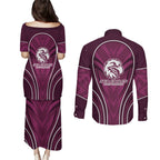 Manly Warringah Sea Eagles Rugby Mascot Couples Matching Puletasi and Long Sleeve Button Shirt Australian Rugby Culture - Tribal Inspired Eagle