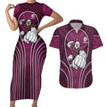 Manly Warringah Sea Eagles Rugby Mascot Couples Matching Short Sleeve Bodycon Dress and Hawaiian Shirt Australian Rugby Culture - Tribal Inspired Eagle