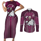 Manly Warringah Sea Eagles Rugby Mascot Couples Matching Short Sleeve Bodycon Dress and Long Sleeve Button Shirt Australian Rugby Culture - Tribal Inspired Eagle