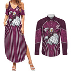 Manly Warringah Sea Eagles Rugby Mascot Couples Matching Summer Maxi Dress and Long Sleeve Button Shirt Australian Rugby Culture - Tribal Inspired Eagle