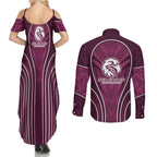 Manly Warringah Sea Eagles Rugby Mascot Couples Matching Summer Maxi Dress and Long Sleeve Button Shirt Australian Rugby Culture - Tribal Inspired Eagle