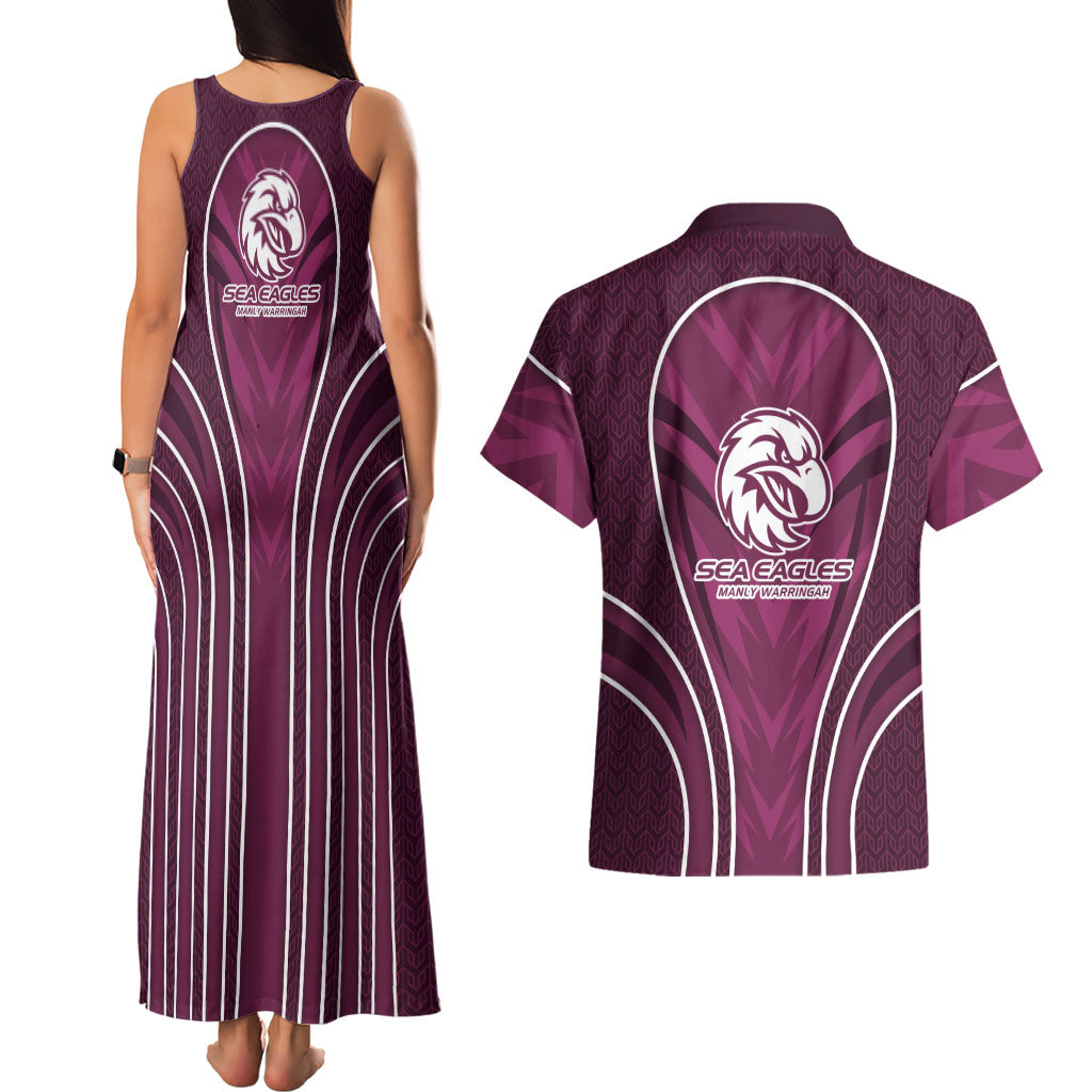 Manly Warringah Sea Eagles Rugby Mascot Couples Matching Tank Maxi Dress and Hawaiian Shirt Australian Rugby Culture - Tribal Inspired Eagle