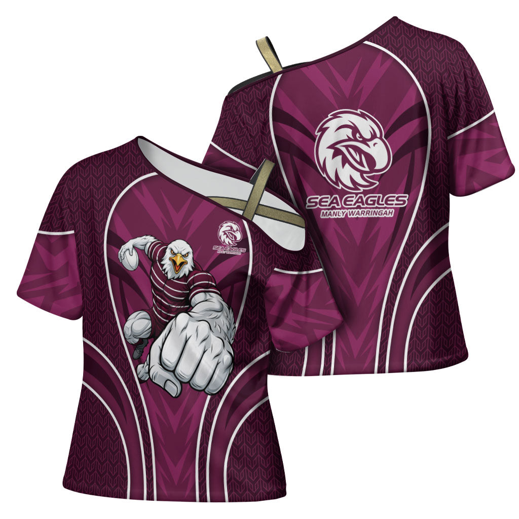 Manly Warringah Sea Eagles Rugby Mascot Cross Shoulder Shirt Australian Rugby Culture - Tribal Inspired Eagle