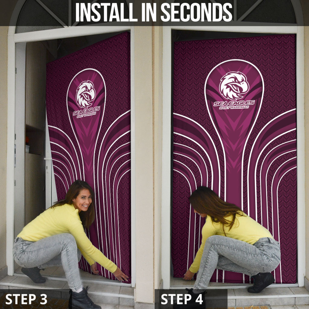 Manly Warringah Sea Eagles Rugby Mascot Door Cover Australian Rugby Culture - Tribal Inspired Eagle