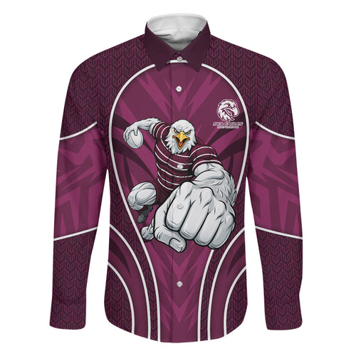 Manly Warringah Sea Eagles Rugby Mascot Family Matching Long Sleeve Bodycon Dress and Hawaiian Shirt Australian Rugby Culture - Tribal Inspired Eagle