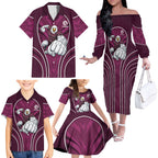 Manly Warringah Sea Eagles Rugby Mascot Family Matching Off The Shoulder Long Sleeve Dress and Hawaiian Shirt Australian Rugby Culture - Tribal Inspired Eagle