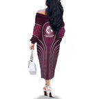 Manly Warringah Sea Eagles Rugby Mascot Family Matching Off The Shoulder Long Sleeve Dress and Hawaiian Shirt Australian Rugby Culture - Tribal Inspired Eagle