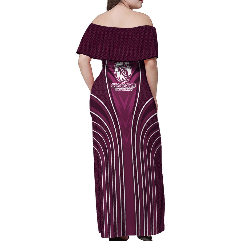 Manly Warringah Sea Eagles Rugby Mascot Family Matching Off Shoulder Maxi Dress and Hawaiian Shirt Australian Rugby Culture - Tribal Inspired Eagle
