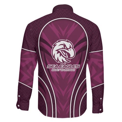 Manly Warringah Sea Eagles Rugby Mascot Family Matching Off Shoulder Short Dress and Hawaiian Shirt Australian Rugby Culture - Tribal Inspired Eagle