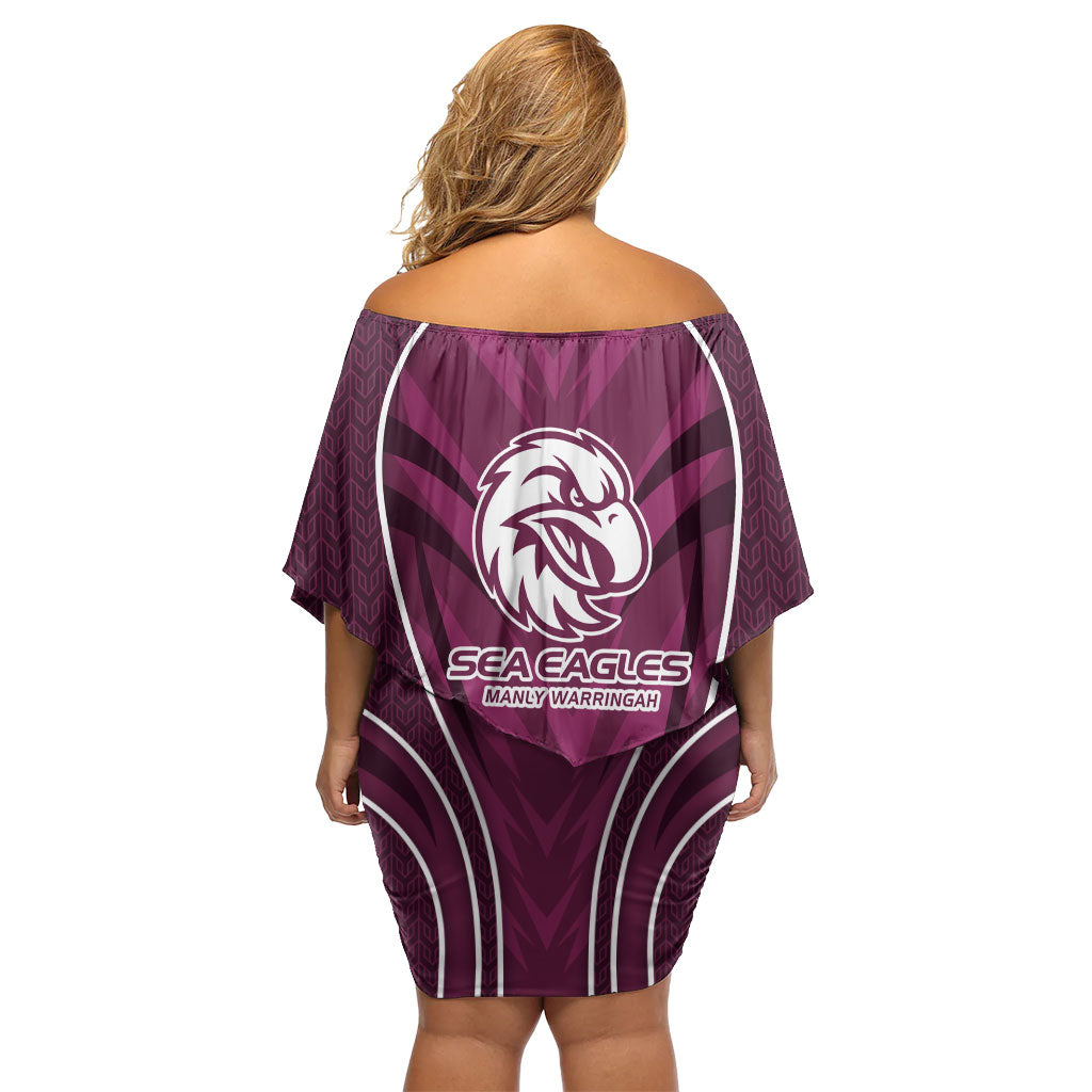 Manly Warringah Sea Eagles Rugby Mascot Family Matching Off Shoulder Short Dress and Hawaiian Shirt Australian Rugby Culture - Tribal Inspired Eagle