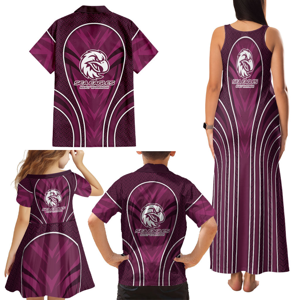 Manly Warringah Sea Eagles Rugby Mascot Family Matching Tank Maxi Dress and Hawaiian Shirt Australian Rugby Culture - Tribal Inspired Eagle