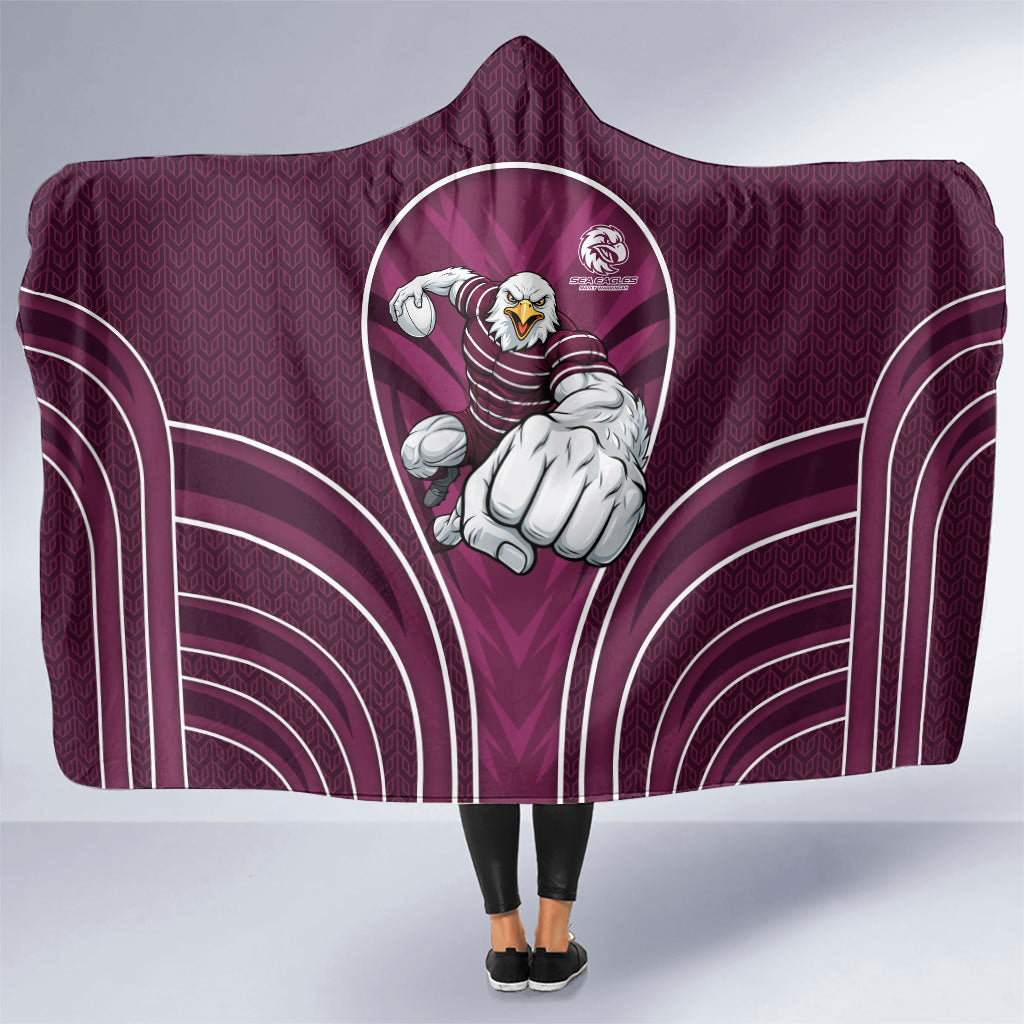 Manly Warringah Sea Eagles Rugby Mascot Hooded Blanket Australian Rugby Culture - Tribal Inspired Eagle
