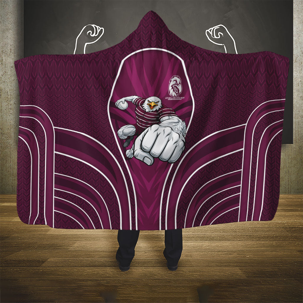 Manly Warringah Sea Eagles Rugby Mascot Hooded Blanket Australian Rugby Culture - Tribal Inspired Eagle