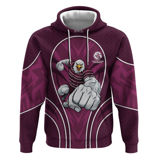 Manly Warringah Sea Eagles Rugby Mascot Hoodie Australian Rugby Culture - Tribal Inspired Eagle