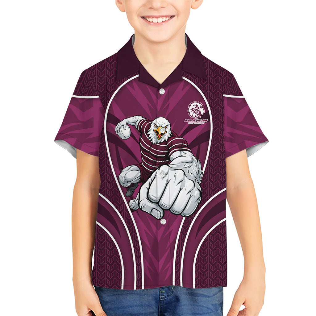 Manly Warringah Sea Eagles Rugby Mascot Kid Hawaiian Shirt Australian Rugby Culture - Tribal Inspired Eagle