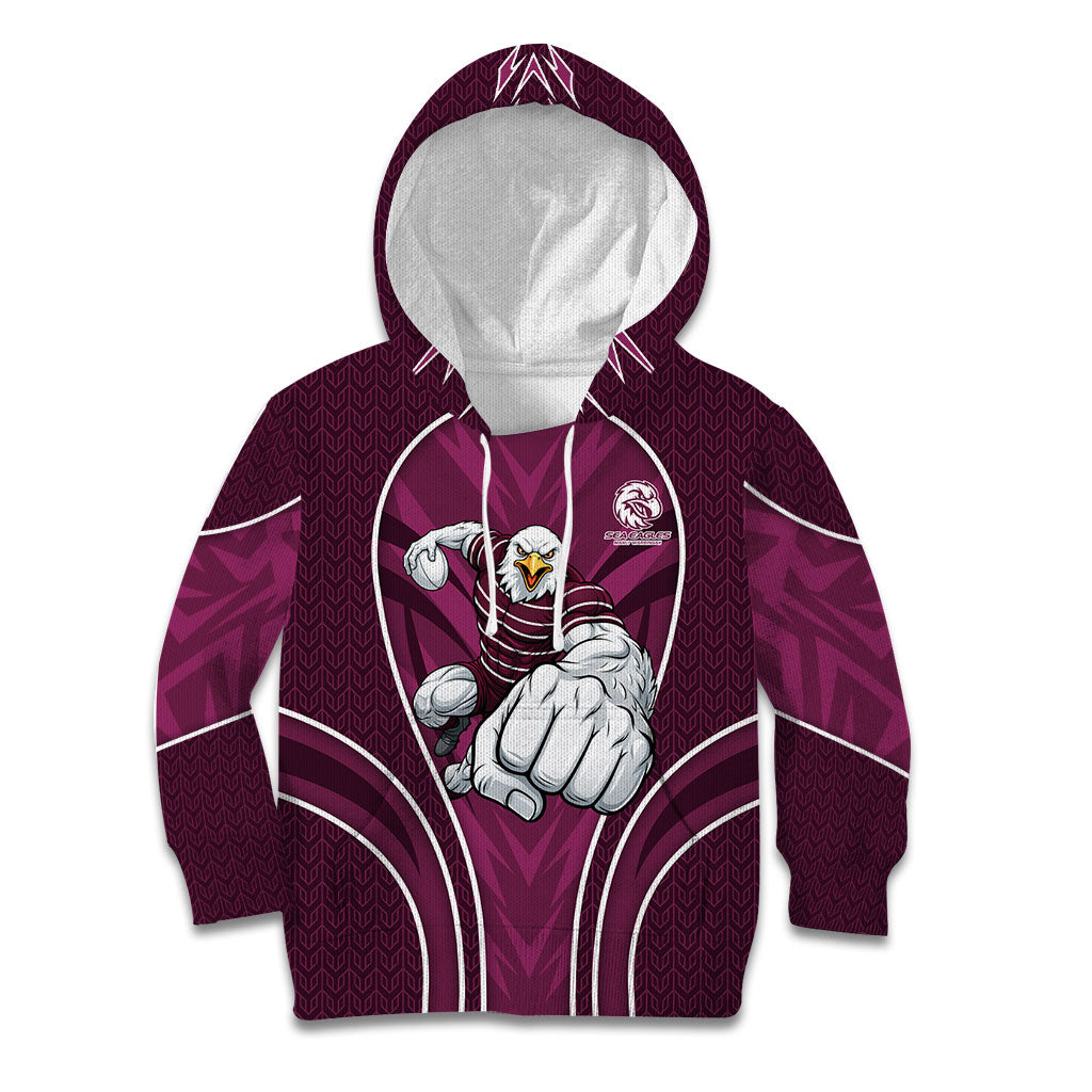 Manly Warringah Sea Eagles Rugby Mascot Kid Hoodie Australian Rugby Culture - Tribal Inspired Eagle