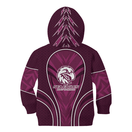 Manly Warringah Sea Eagles Rugby Mascot Kid Hoodie Australian Rugby Culture - Tribal Inspired Eagle