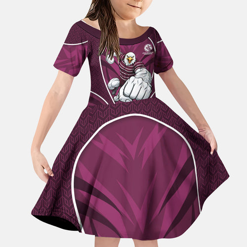 Manly Warringah Sea Eagles Rugby Mascot Kid Short Sleeve Dress Australian Rugby Culture - Tribal Inspired Eagle