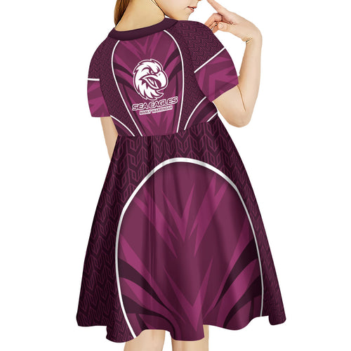 Manly Warringah Sea Eagles Rugby Mascot Kid Short Sleeve Dress Australian Rugby Culture - Tribal Inspired Eagle