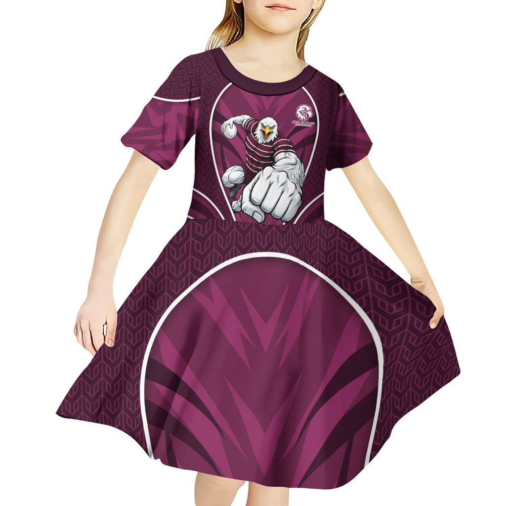 Manly Warringah Sea Eagles Rugby Mascot Kid Short Sleeve Dress Australian Rugby Culture - Tribal Inspired Eagle