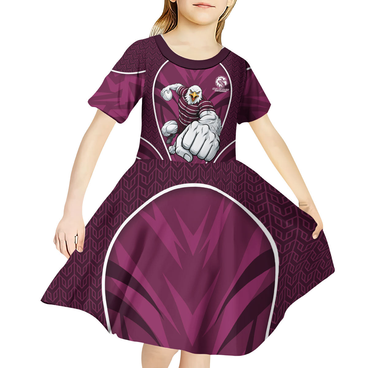 Manly Warringah Sea Eagles Rugby Mascot Kid Short Sleeve Dress Australian Rugby Culture - Tribal Inspired Eagle