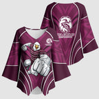 Manly Warringah Sea Eagles Rugby Mascot Kimono Sleeve Blouse Australian Rugby Culture - Tribal Inspired Eagle