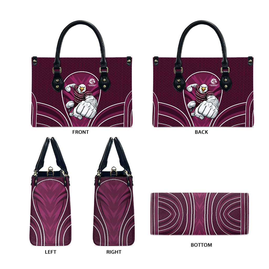 Manly Warringah Sea Eagles Rugby Mascot Leather Bag Australian Rugby Culture - Tribal Inspired Eagle