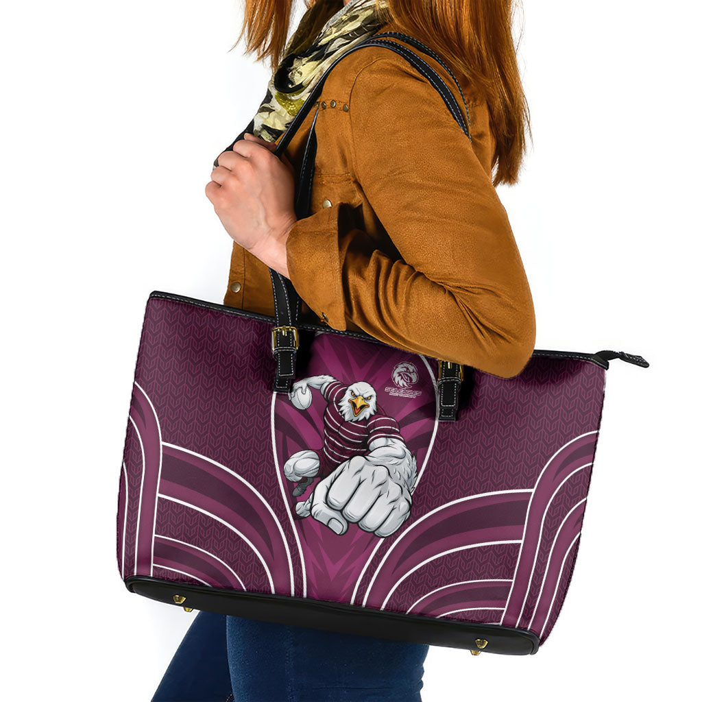 Manly Warringah Sea Eagles Rugby Mascot Leather Tote Bag Australian Rugby Culture - Tribal Inspired Eagle