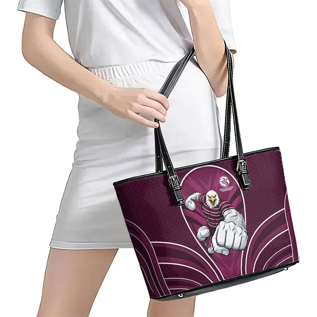 Manly Warringah Sea Eagles Rugby Mascot Leather Tote Bag Australian Rugby Culture - Tribal Inspired Eagle