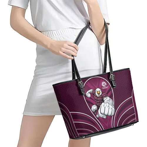 Manly Warringah Sea Eagles Rugby Mascot Leather Tote Bag Australian Rugby Culture - Tribal Inspired Eagle