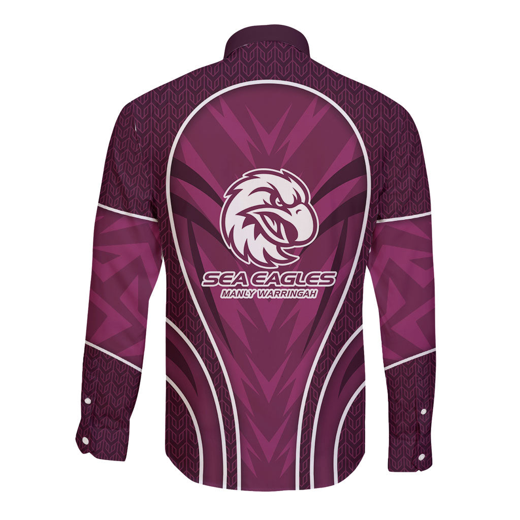 Manly Warringah Sea Eagles Rugby Mascot Long Sleeve Button Shirt Australian Rugby Culture - Tribal Inspired Eagle