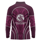 Manly Warringah Sea Eagles Rugby Mascot Long Sleeve Polo Shirt Australian Rugby Culture - Tribal Inspired Eagle