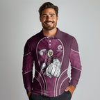 Manly Warringah Sea Eagles Rugby Mascot Long Sleeve Polo Shirt Australian Rugby Culture - Tribal Inspired Eagle