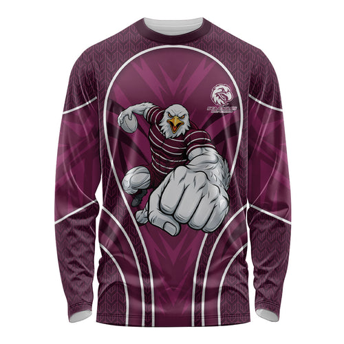 Manly Warringah Sea Eagles Rugby Mascot Long Sleeve Shirt Australian Rugby Culture - Tribal Inspired Eagle