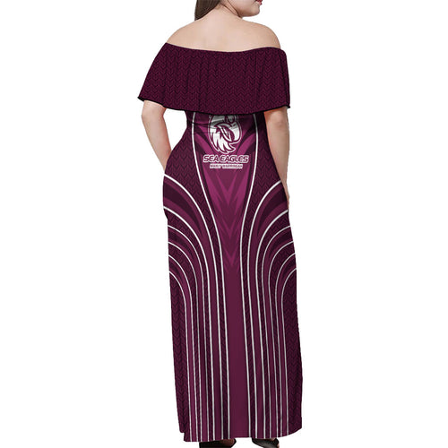 Manly Warringah Sea Eagles Rugby Mascot Off Shoulder Maxi Dress Australian Rugby Culture - Tribal Inspired Eagle