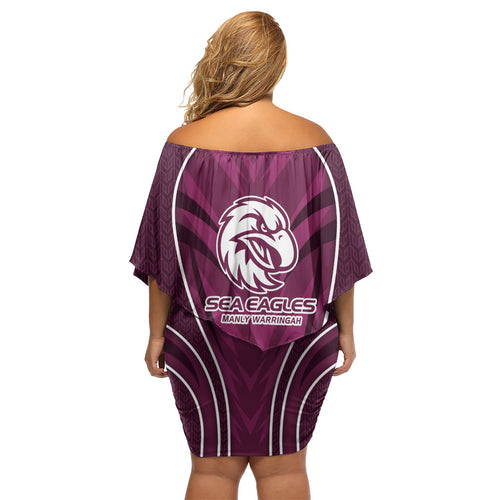 Manly Warringah Sea Eagles Rugby Mascot Off Shoulder Short Dress Australian Rugby Culture - Tribal Inspired Eagle