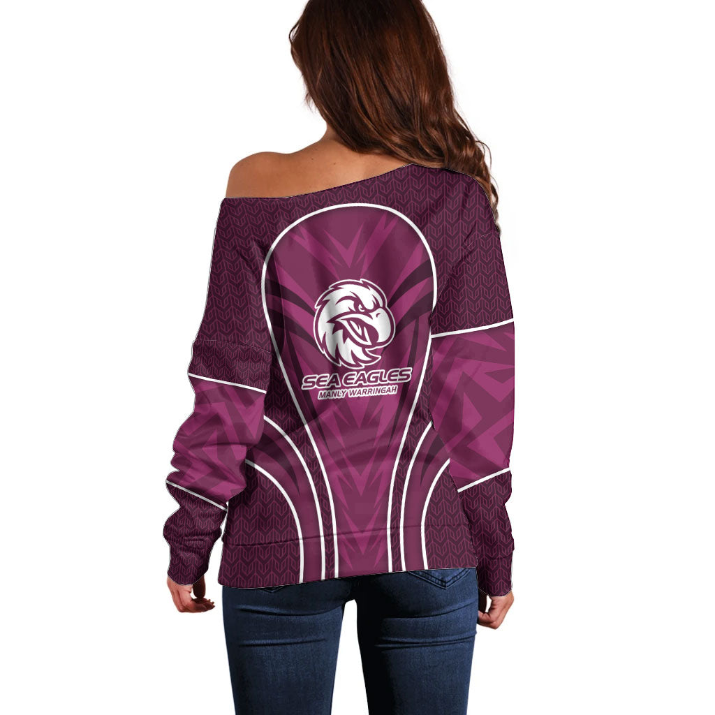 Manly Warringah Sea Eagles Rugby Mascot Off Shoulder Sweater Australian Rugby Culture - Tribal Inspired Eagle