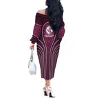 Manly Warringah Sea Eagles Rugby Mascot Off The Shoulder Long Sleeve Dress Australian Rugby Culture - Tribal Inspired Eagle