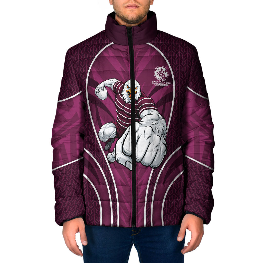 Manly Warringah Sea Eagles Rugby Mascot Padded Jacket Australian Rugby Culture - Tribal Inspired Eagle